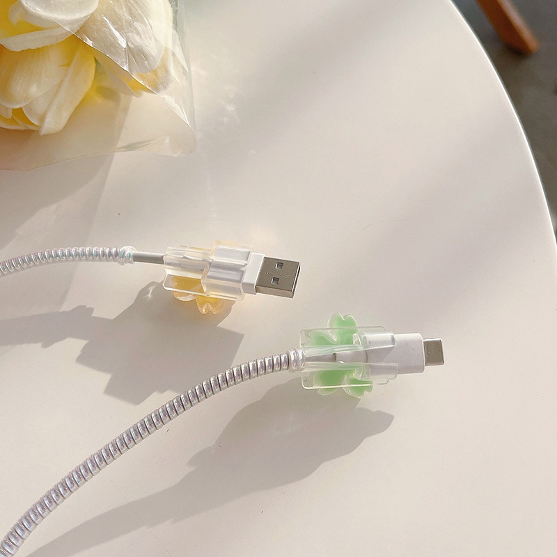 Vỏ Bọc Bảo Vệ Dây Cáp Sạc USB Type C Họa Tiết Hoa Đáng Yêu