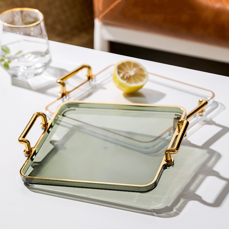 Khay Đựng Tách Trà Viền Mạ Vàng Phong Cách Châu Âu Sang Trọng