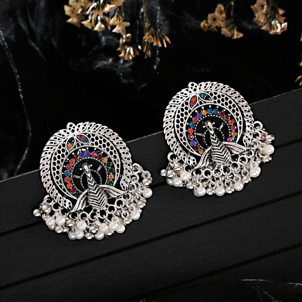 Bông Tai Bohemia Quyến Rũ Cho Nữ|Bông Tai Hình Chim Công Nhiều Màu Sắc Phong Cách Ấn Độ