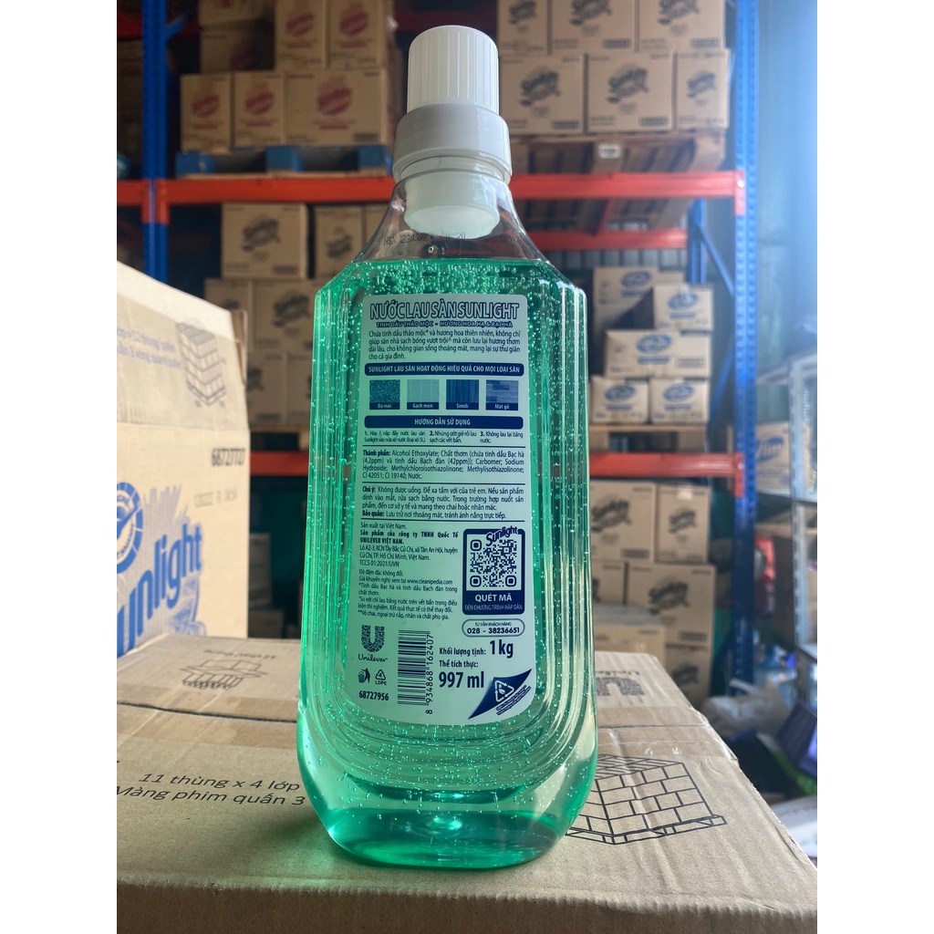 Combo 2 Chai Nước lau sàn Sunlight Hương Hoa Hạ Và Bạc Hà Chai 1 Kg x2
