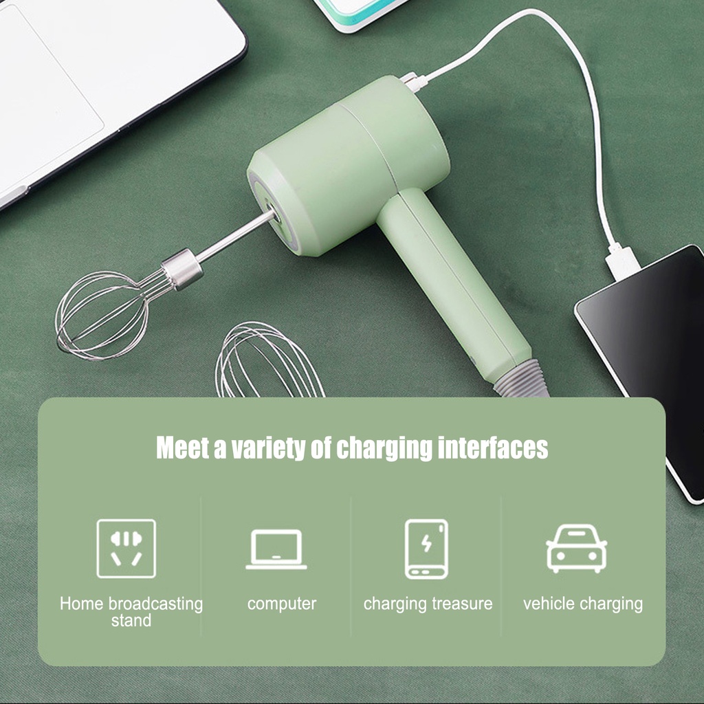 � Oxygen072  Máy Đánh Trứng Cầm Tay Máy trộn cầm tay không dây điện Hộ gia đình nhỏ 3 tốc độ thay đổi đánh trứng cho nhà bếp Nướng màu xanh lá cây
