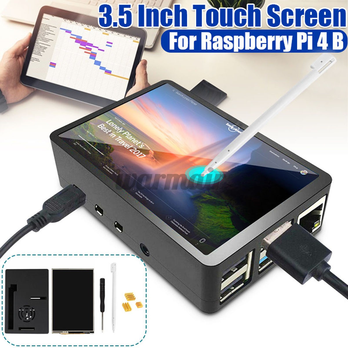 Màn Hình Lcd Cảm Ứng 3.5 "+ Bút Cho Raspberry Pi 4 Model B