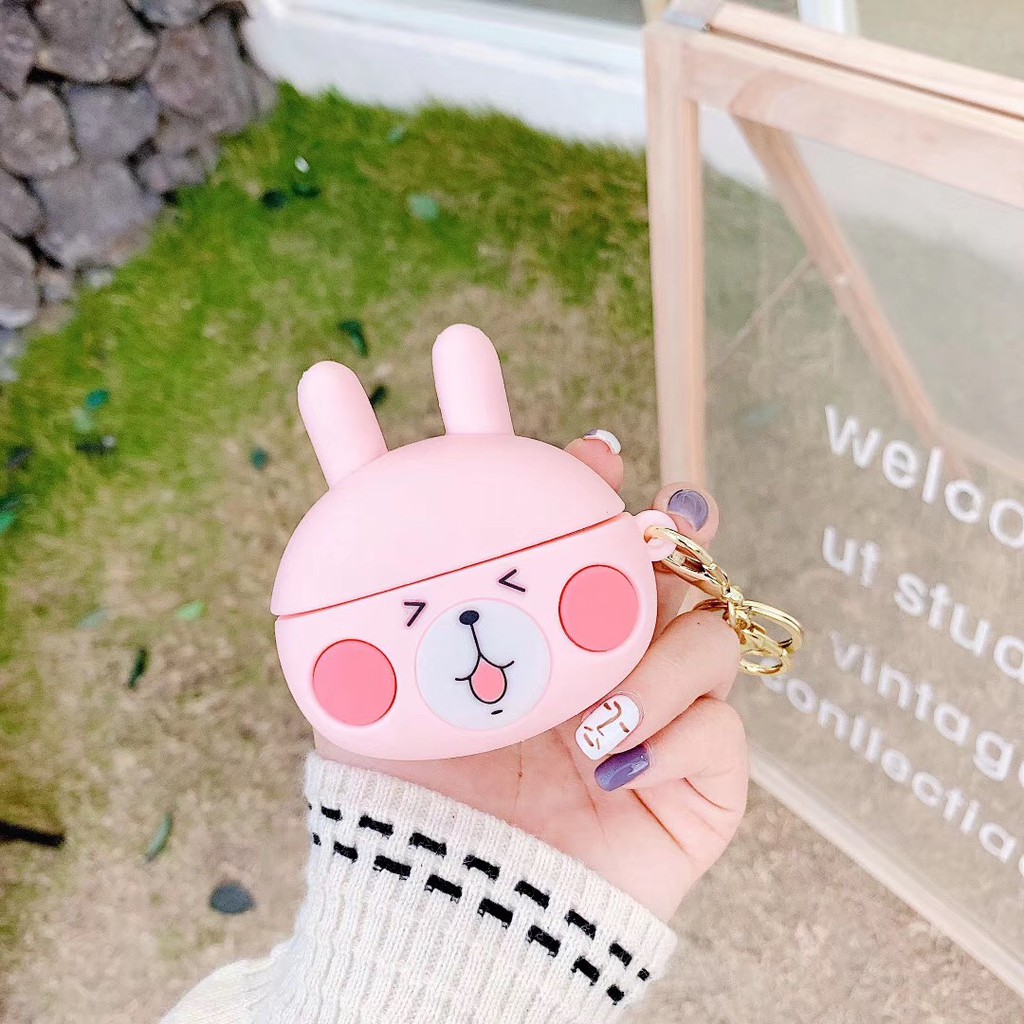 Casing Case AirPods Pro Cute 3d White Duck Pink Rabbit AirPods 3 Cover Silicone Apple AirPod Headset Soft Case Keychain