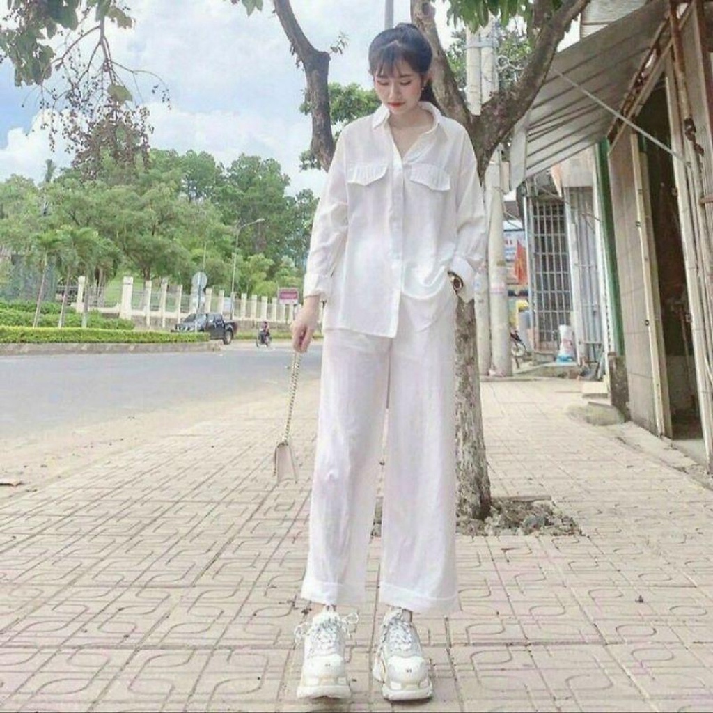 Quần culottes ống rộng chất vải đũi dáng dài lưng cao khóa thật cạp chun sau - Quần Đũi Ống Suông Rộng Lưng Thun Mặc Nhà