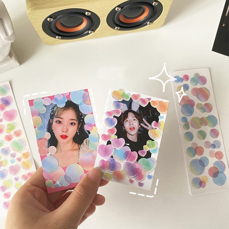 Sticker PVC Trang Trí Toploader Rainbow Bubble Heart