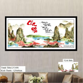 Tranh thêu chữ thập Cha Mẹ LV3456 (Tranh thêu 3D)