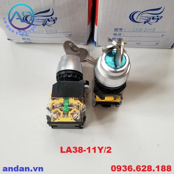 Công Tắc Xoay 2 Vị Trí LA38-11Y/2 – 3 Vị Trí LA38-11Y/3 phi 22mm LA38