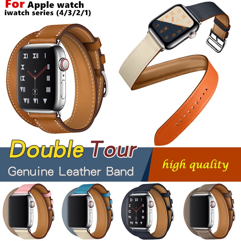 Dây da thay thế cho dây đeo đồng hồ thông minh Apple Watch 4 3 2 1 42mm 38mm 40mm 44mm