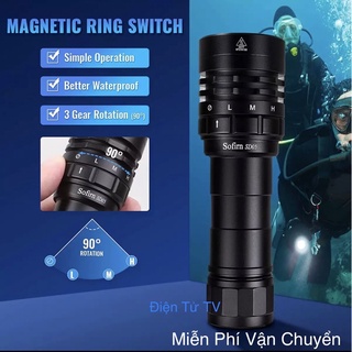 Sofirn SD05 Đèn Pin Lặn Biển Siêu Sáng Chống Nước Thợ Lặn 100m LED CREE XHP50.2 SST70 3000lm Sử Dụng Pin 18650 21700