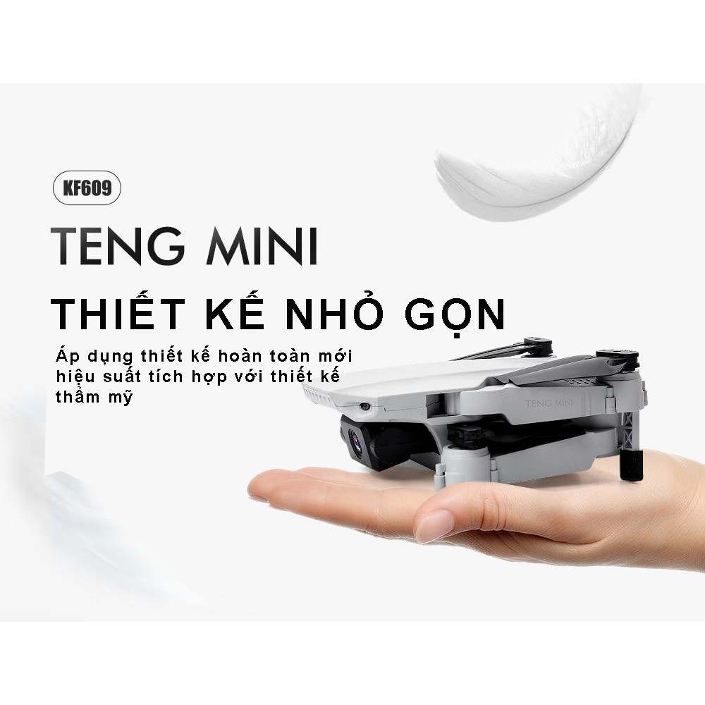[ TẶNG TÚI ĐỰNG ] Máy bay Flycam Teng mini KF609, Camera 4K, nhận diện cử chỉ, gấp gọn kết nối trực tiếp điện thoại