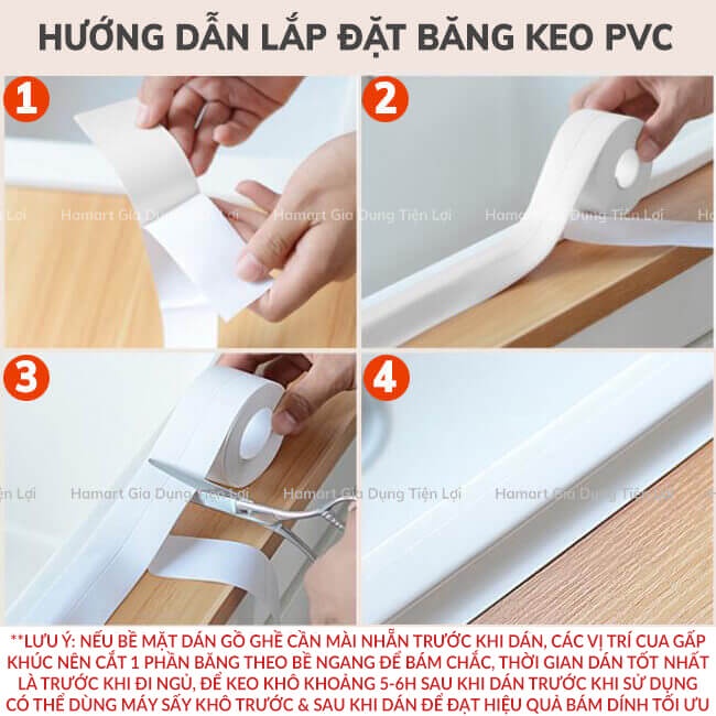 Băng Keo PVC Dán Viền Bếp Chống Dầu Mỡ Băng Dính Dán Mép Tường Chống Ẩm Mốc BẢN LỚN 3.8CM