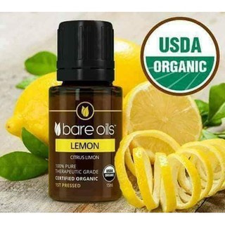 [MADE IN USA] Tinh dầu Chanh - Lemon Essential Oil (Tinh dầu hữu cơ Bare Oils - USDA Organic) 15ml