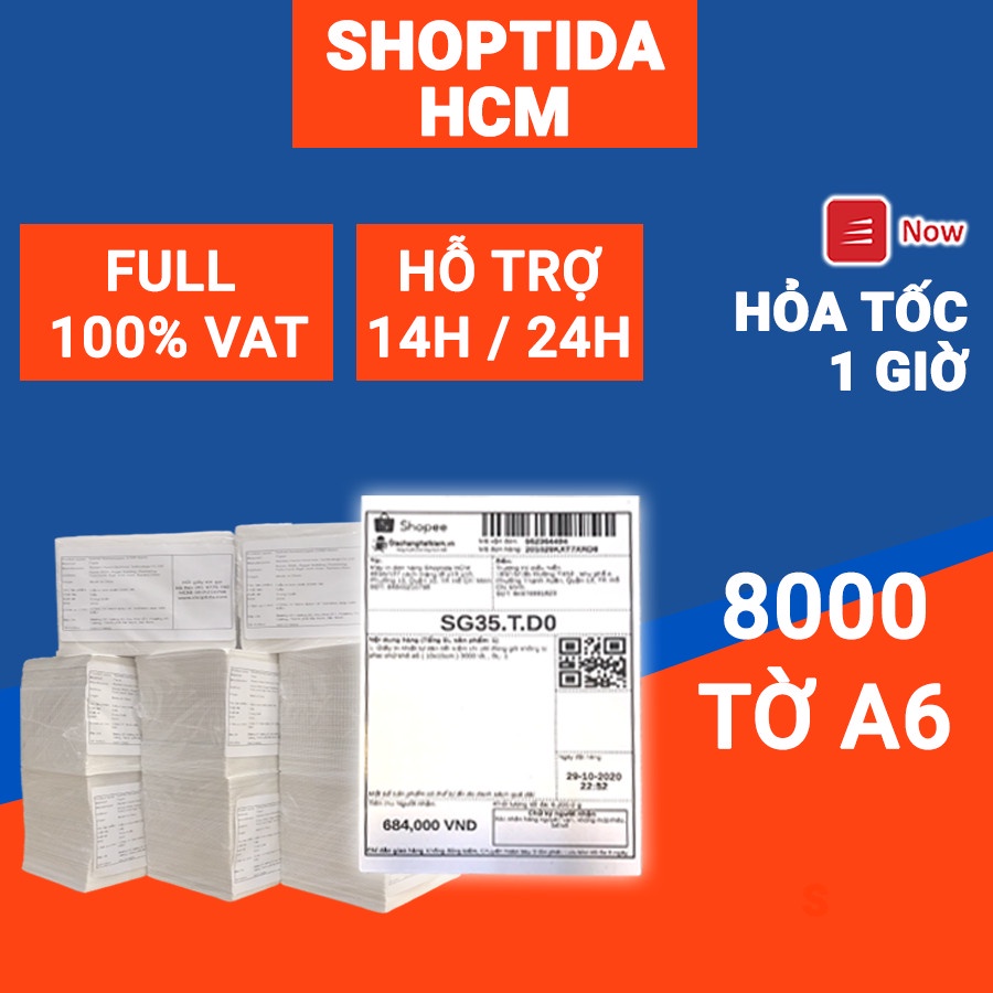 [Mã 151ELSALE hoàn 7% xu đơn 300k] Giấy in nhiệt Shoptida 8000 tờ A6 10*15cm 3 lớp tự dán chống nước, sử dụng cho máy in