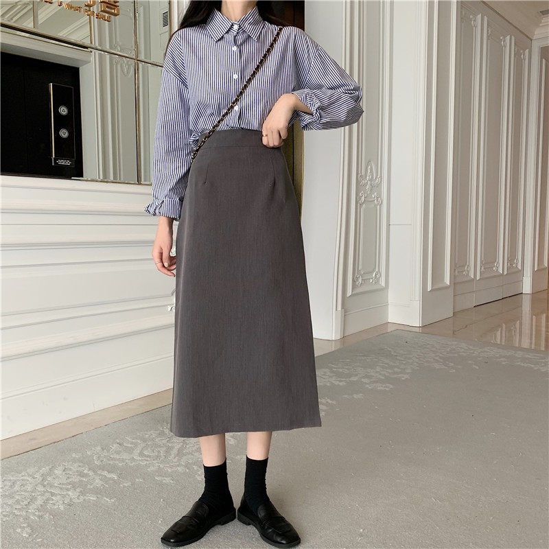 Kumivn chân váy suông dáng dài lưng cao xẻ sau cạp khóa ulzzang Hàn Quốc | BigBuy360 - bigbuy360.vn