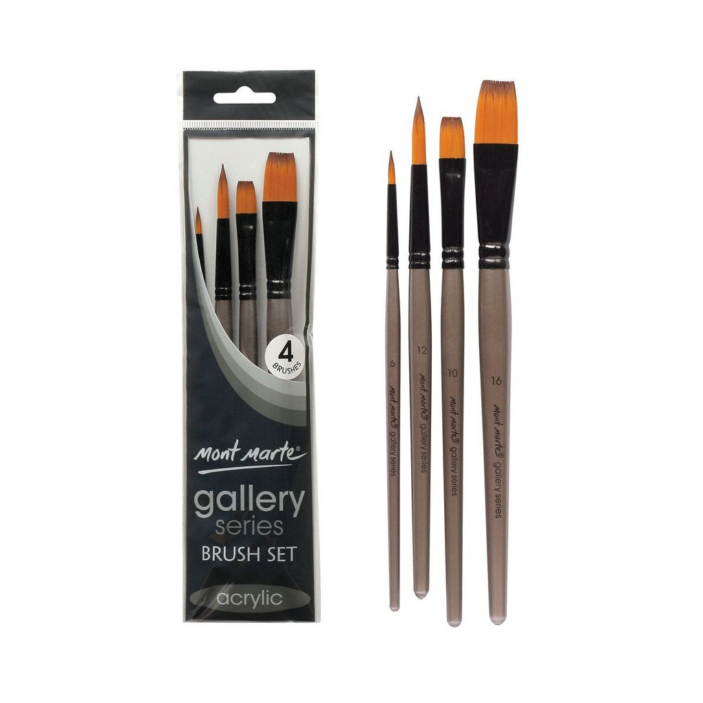 Bộ 4 Cọ Acrylic Mont Marte - Gallery Series Brush Set Acrylic 4pce - BMHS0014