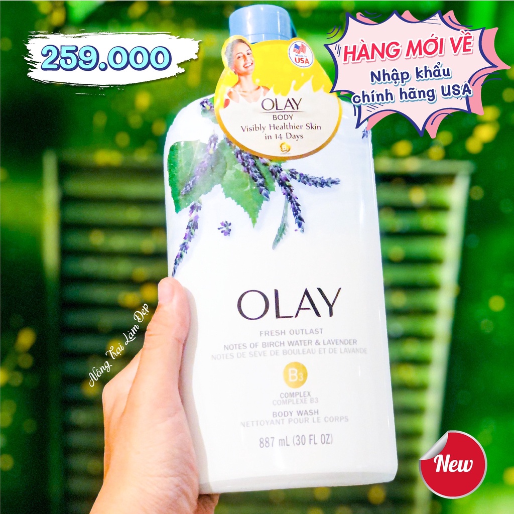 Sữa tắm Olay hương hoa Lavender (Purifying birch Water&Lavender) 887ml - Nhập khẩu từ Mỹ