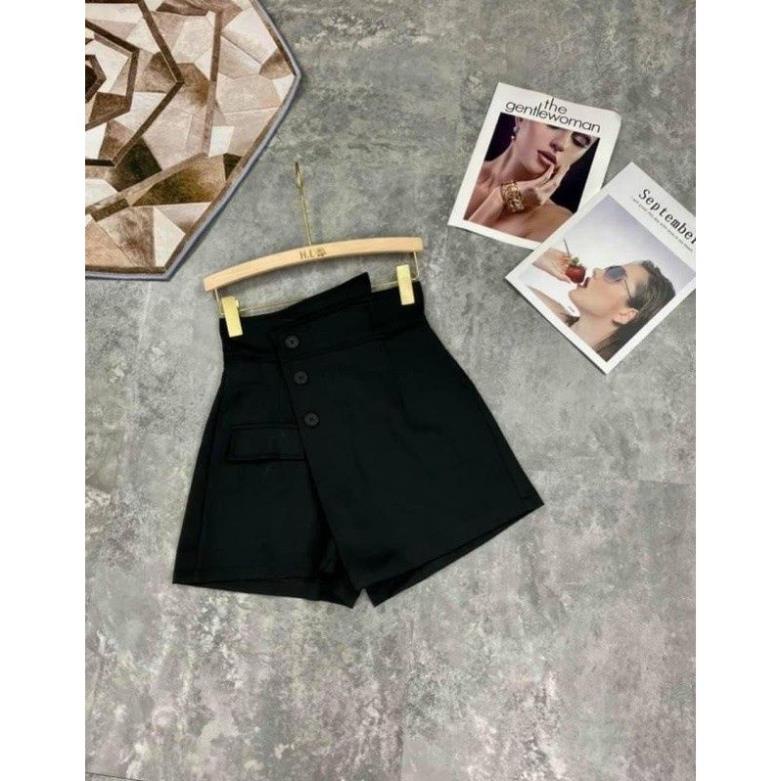 Quần short giả váy🌞quần đùi nữ cạp cao 3 khuy và túi vuông vải vitex không bai xù