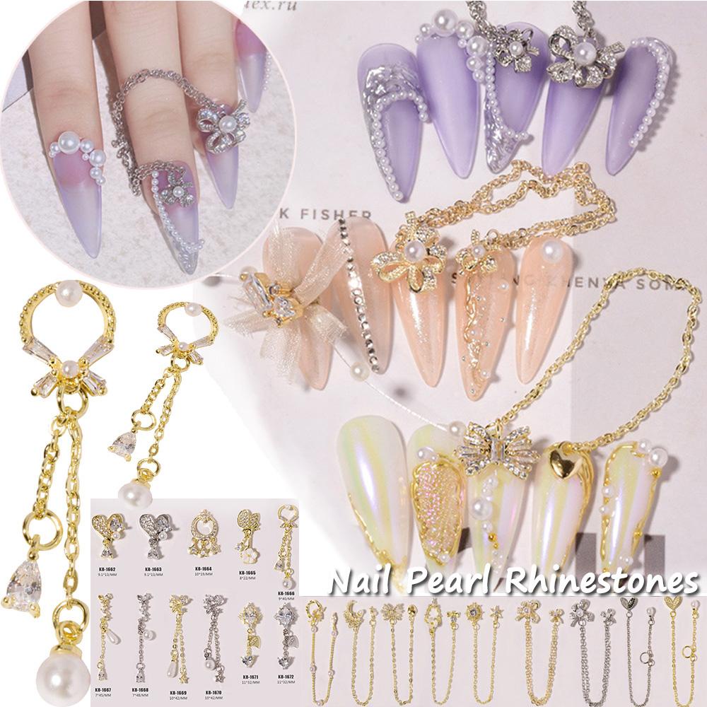 Phụ Kiện Trang Trí Móng Tay Hình NORMAN Độc Đáo|Dây Chuyền Kim Loại Mặt Nơ 3D