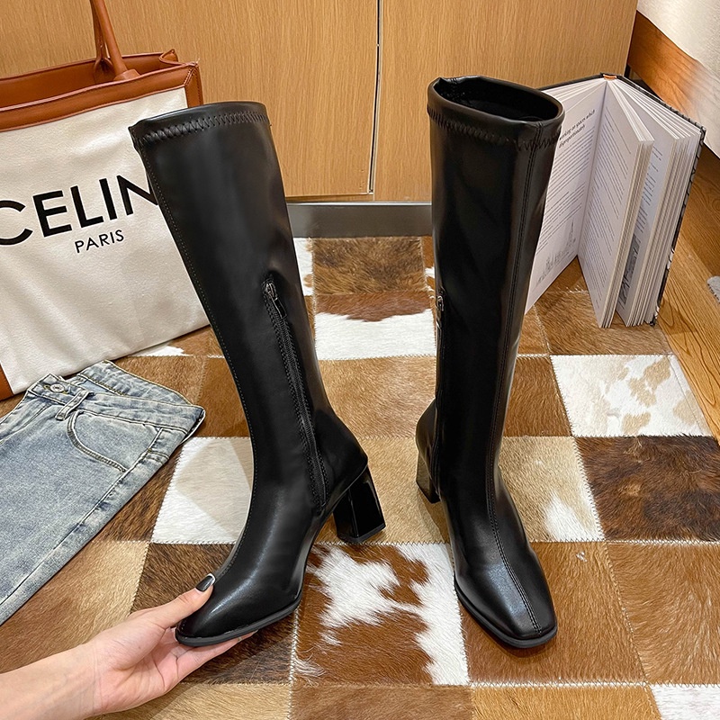 Giày Bốt Cao Gót Mũi Vuông Thời Trang Hàn Quốc Cho Nữ