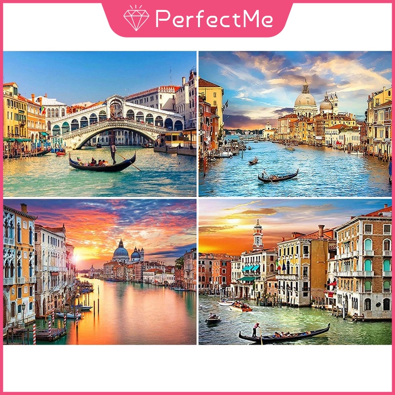 Bộ Tranh Đính Đá 5d Tự Làm 40x30cm Hình Phong Cảnh Thành Phố