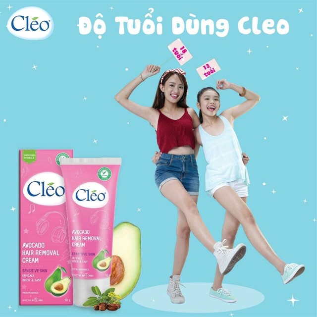 🍀🍀 Kem tẩy lông Cleo Avocado Hair Removal Cream Sensitive Skin 50g