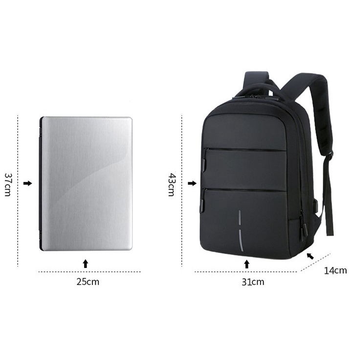 Balo đựng laptop 14.6inch chống va đập, chống nước, chống xước cao cấp có khóa chống trộm  kèm hệ thống phản quang BL033