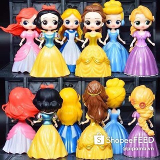 [BÚP BÊ ELSA, BẠCH TUYẾT KÈM VÁY THAY] ĐỒ CHƠI BÚP BÊ SIZE TO - BỘ 6 BÚP BÊ DISNEY + 12 VÁY THAY ĐỔI SIZE TO 12CM