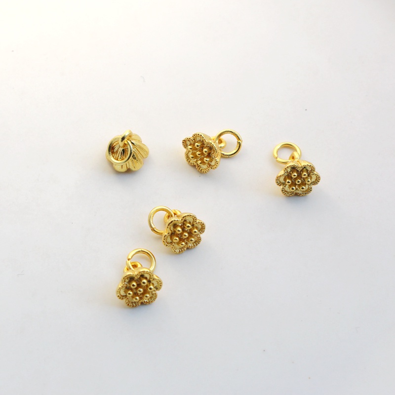 hạt charm Hạt Đồng Mạ Vàng 18k Nhám 8mm Dùng Làm Đồ Trang Sức diy