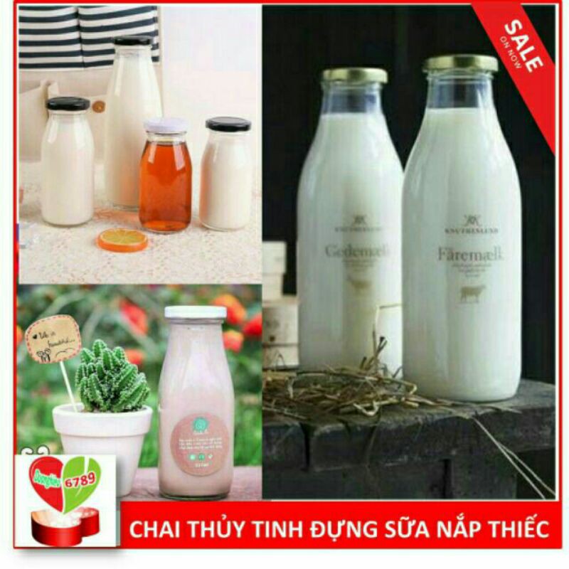 Chai thủy tinh 500 ml đựng sữa chua có nắp | BigBuy360 - bigbuy360.vn