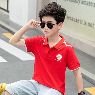 Áo polo cho bé trai áo phông có cổ cotton xanh đỏ hàng quảng châu cao cấp.