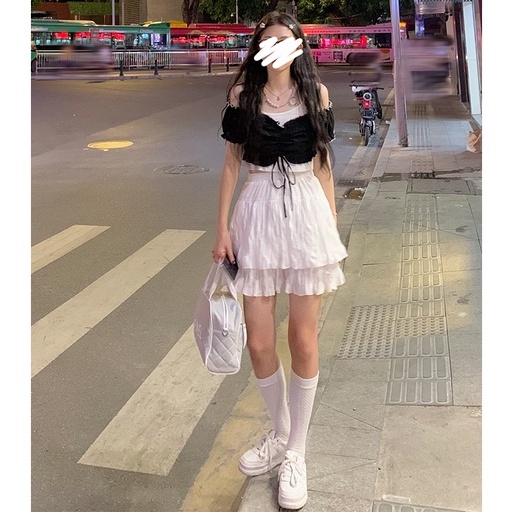 Xiaozhainv  Áo Croptop Trễ Vai Tay Ngắn Thời Trang Mùa Hè Cho Nữ