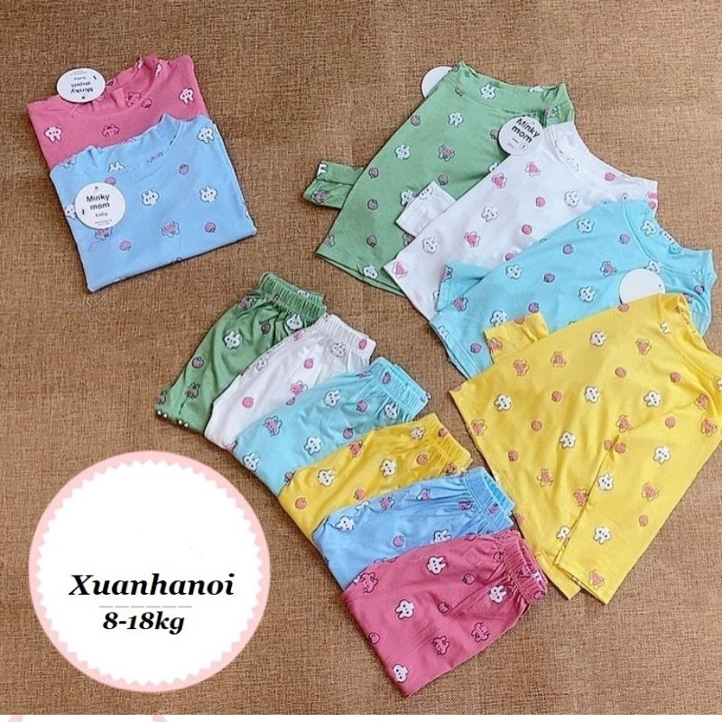 Bộ thun lạnh Minky Mom cổ 3p cho bé trai bé gái nhiều mầu XHN368