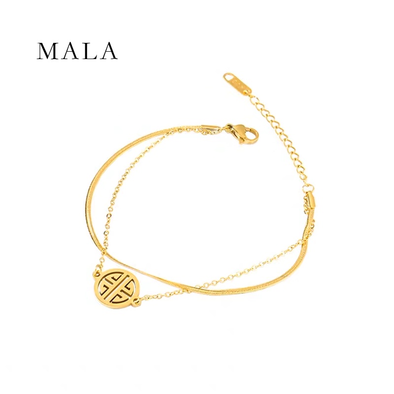 Vòng Tay MAYEBE LAVEND Bằng Thép Titan Mạ Vàng 18k Phong Cách Trung Hoa Cổ Điển