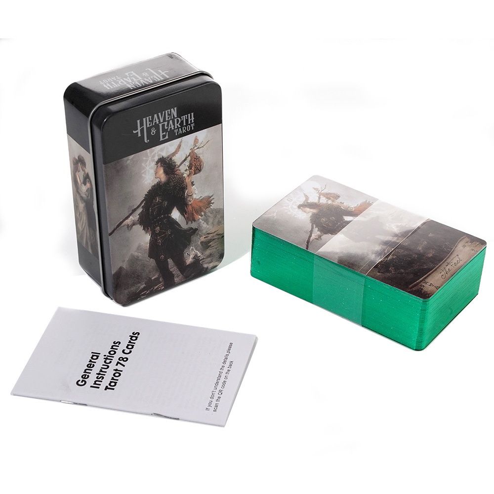 [Mạ Cạnh] Bộ Bài Tarot Heaven &amp; Earth Hộp Thiếc Mạ Cạnh 78 Lá Tặng File Tiếng Anh Và Đá Thanh Tẩy TH206