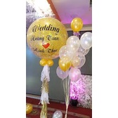 Bộ bóng bay trang trí phòng cưới, tân hôn màu vàng + Tặng bóng to in tên cô dâu chú rể size 90cm TH01
