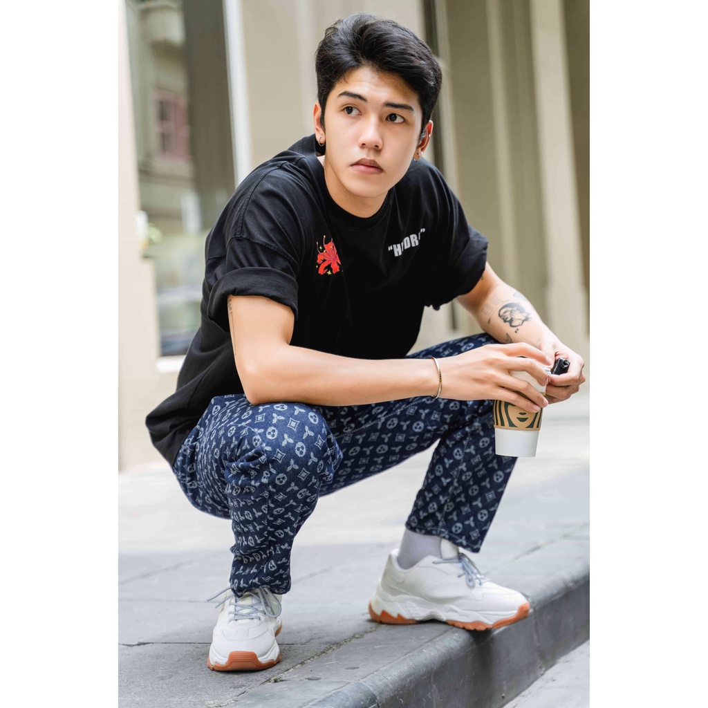 Quần Jean Nam Ống Rộng, in họa tiết LV - 3S - phong cách Hàn Quốc - [ Ảnh thật ] SHOP tự chụp | BigBuy360 - bigbuy360.vn