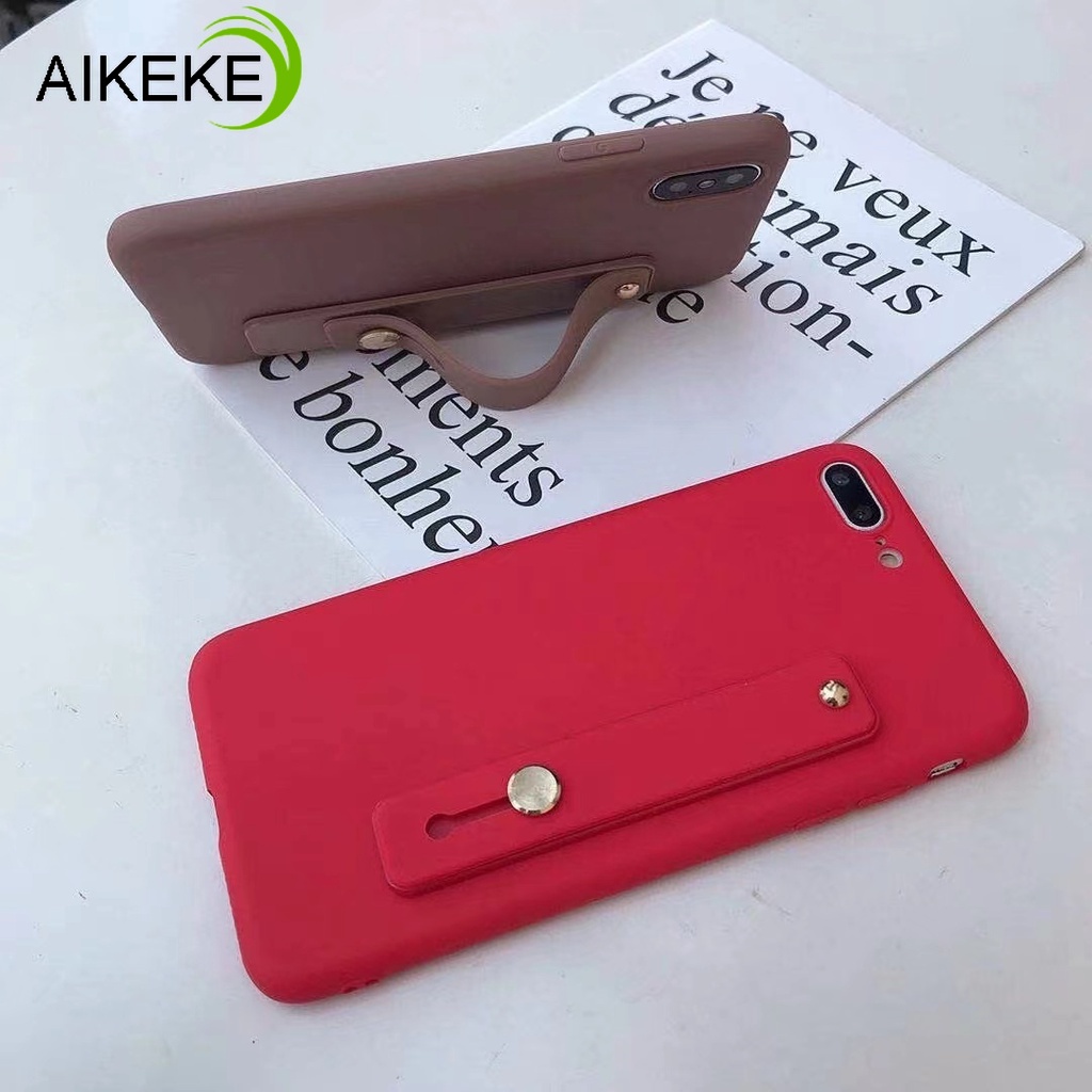 Ốp Điện Thoại Silicone Mềm Màu Kẹo Có Giá Đỡ + Dây Đeo Cổ Tay Cho Xiaomi Redmi Note 11 Pro 11E 11s 11T 5G