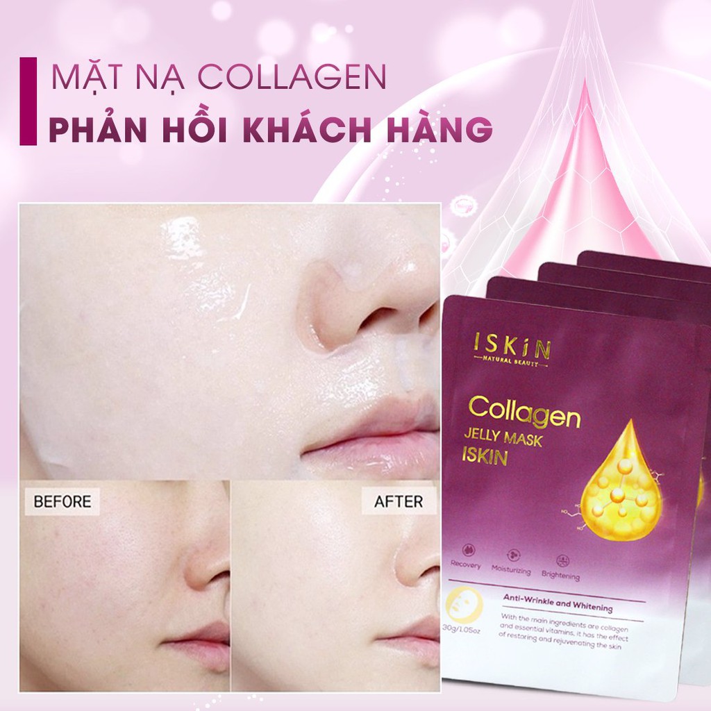 Y - Mặt nạ collagen thạch tinh thể pha lê phục hồi da chuyên sâu, mặt nạ dưỡng da ISKIN COLLAGEN JELLY MASK