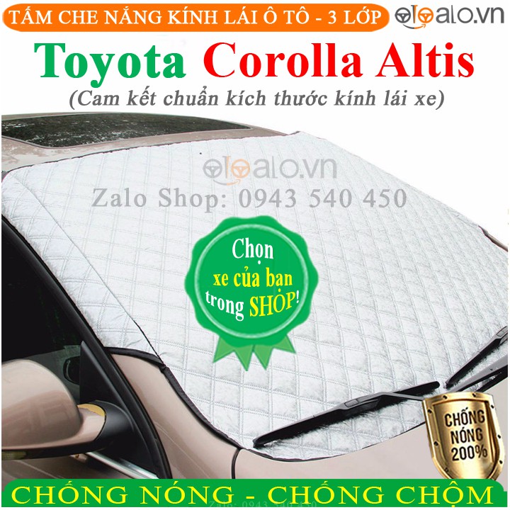 Tấm che chắn nắng kính lái ô tô Toyota Corolla Altis CAO CẤP 3 Lớp Chắn Nắng Cản Nhiệt | OTOALO