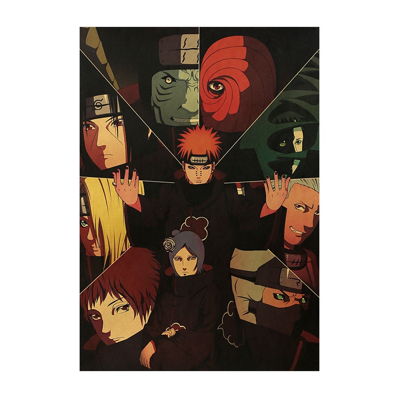 Tranh Treo Tường Trang Trí Hình Nhân Vật anime naruto akatsuki