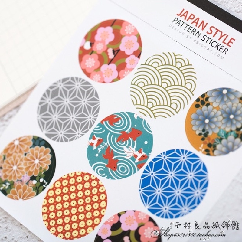 Sticker kiểu Nhật japan style 9 miếng