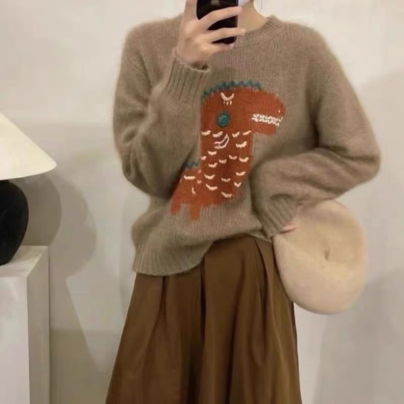 Áo len lông dày dặn nâu vintage kèm feedback thật