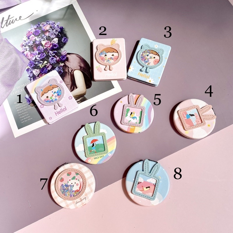 Gương trang điểm 2 mặt TÍM STORE nhỏ xinh tiện lợi dễ thươ