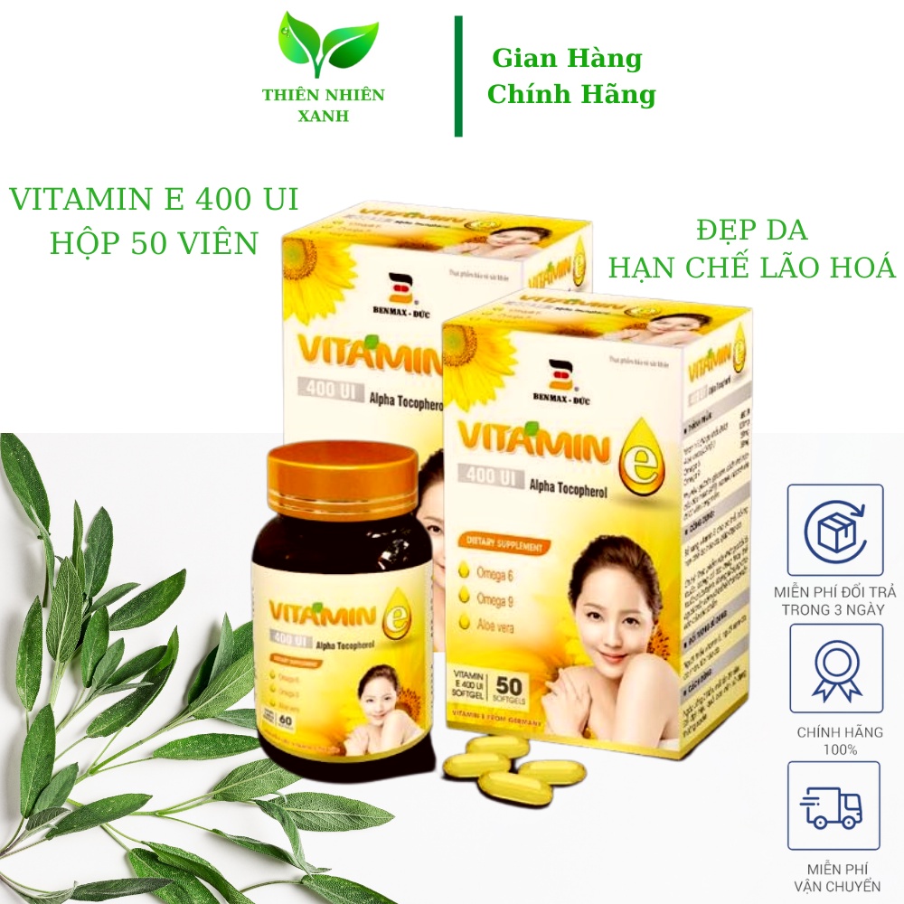 Viên bổ sung Vitamin E 400 UI ALPHA TOCOPHEROL hỗ trợ hạn chế lão hoá da,sạm da giúp đẹp da,sáng da,