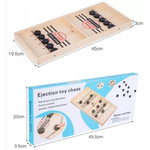 Bộ Cờ Búng Bàn Đấu Ice Hockey Bằng Gỗ Foosball Winner, Sling Puck - Bắn Bi Gỗ Xuyên Lỗ