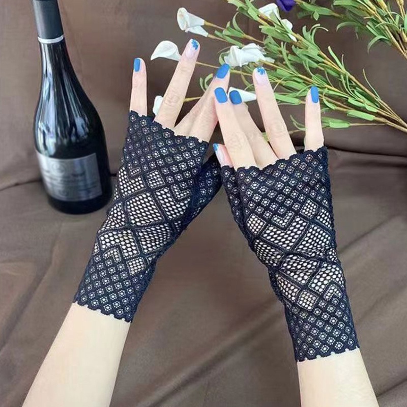 Găng Tay Lưới Ngắn Hóa Trang Cho Nữ