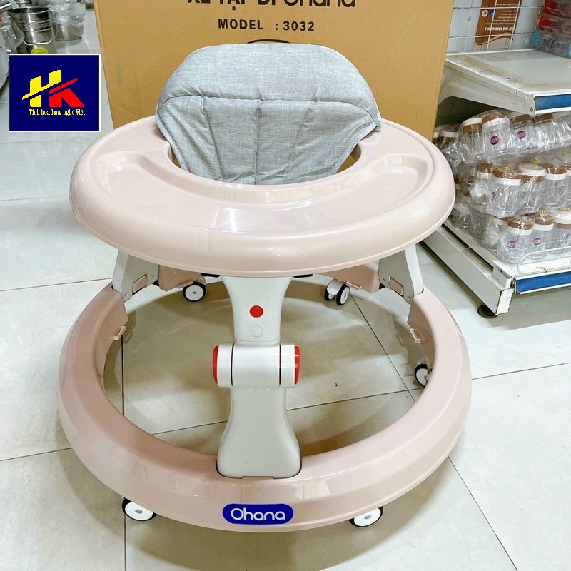 Xe tập đi Ohana đa năng có thể làm bàn ăn dặm siêu tiện lợi, Xe Tròn Tập Đi Cho Bé Có Bàn Ăn Dặm tiện ích 2 trong 1