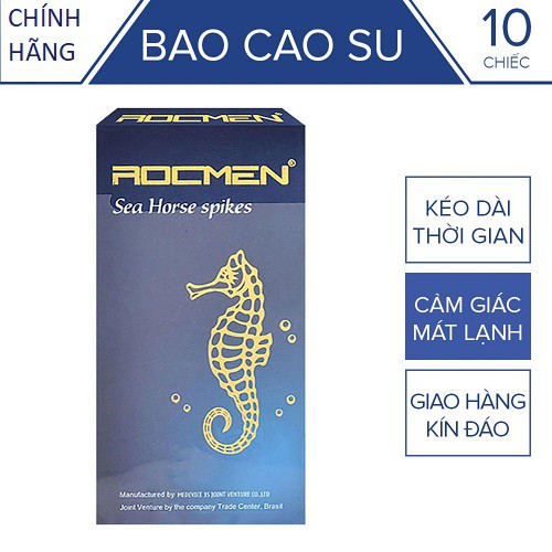 [CHÍNH HÃNG 100%] Bao Cao Su Rocmen - Sea Horse Spikes, 10 bao, BCS Gân gai, Gel bôi trơn mượt mà_Tăng khoái cảm mạnh