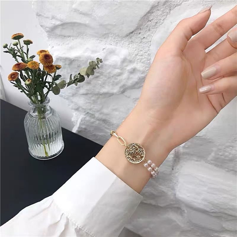 Vòng tay đính ngọc trai thiết kế thời trang phong cách Hàn Quốc cho nữ