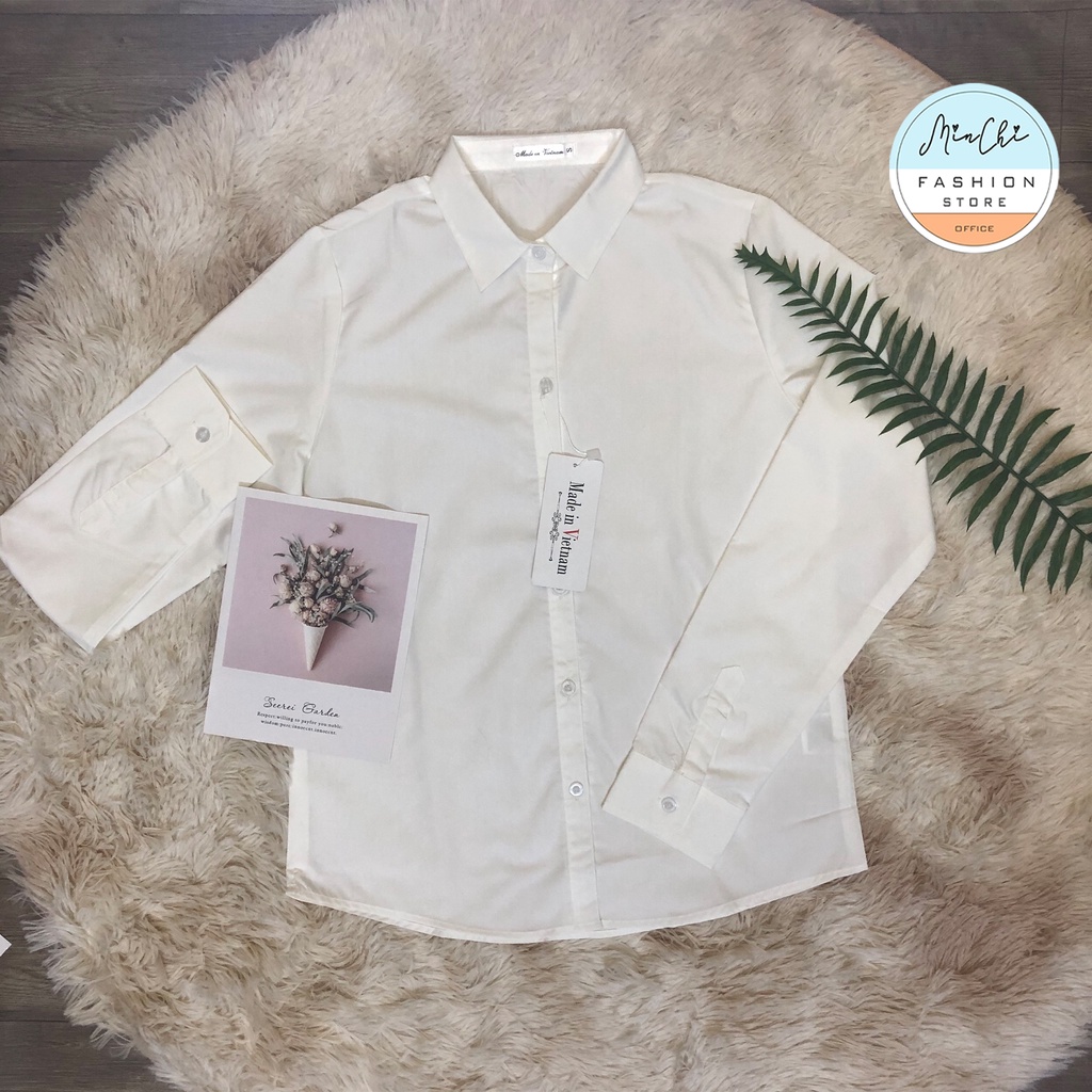 Áo Sơ Mi Trắng Nữ Minchi Cổ Đức Dáng Suông Phong Cách Công Sở Lịch Sự Trẻ Trung